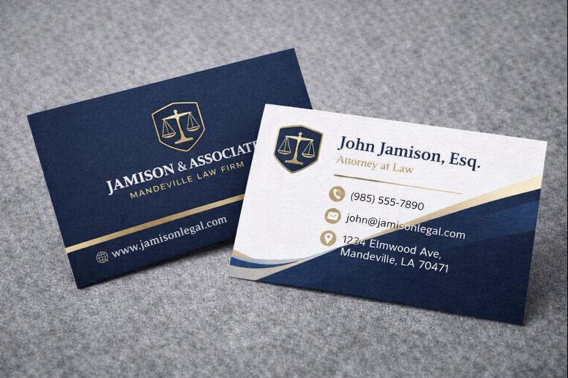 Business card design for law firm Mandeville