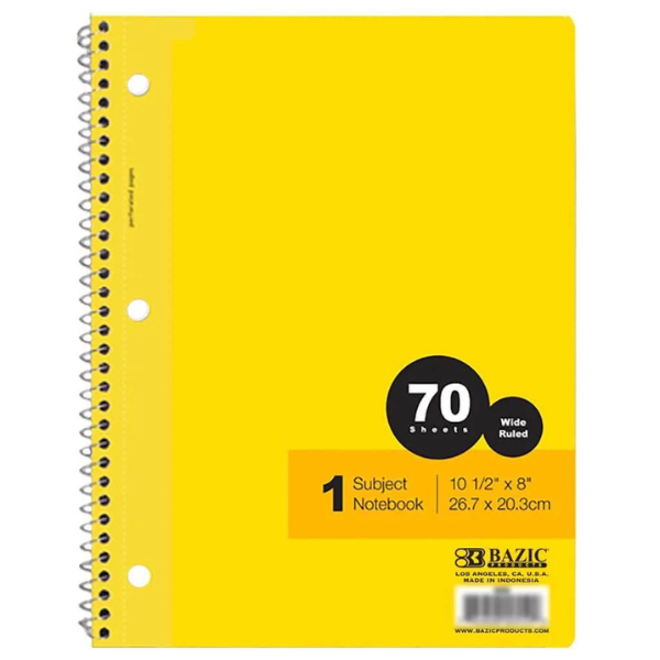 NOTE BOOK 1 SUBJECT RING BIND L/S 70 SHEETS